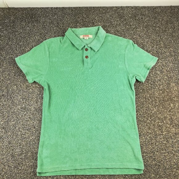 Birdwell Beach Britches Polo Shirt Terry Cloth Green Mens Medium - Picture 1 of 5